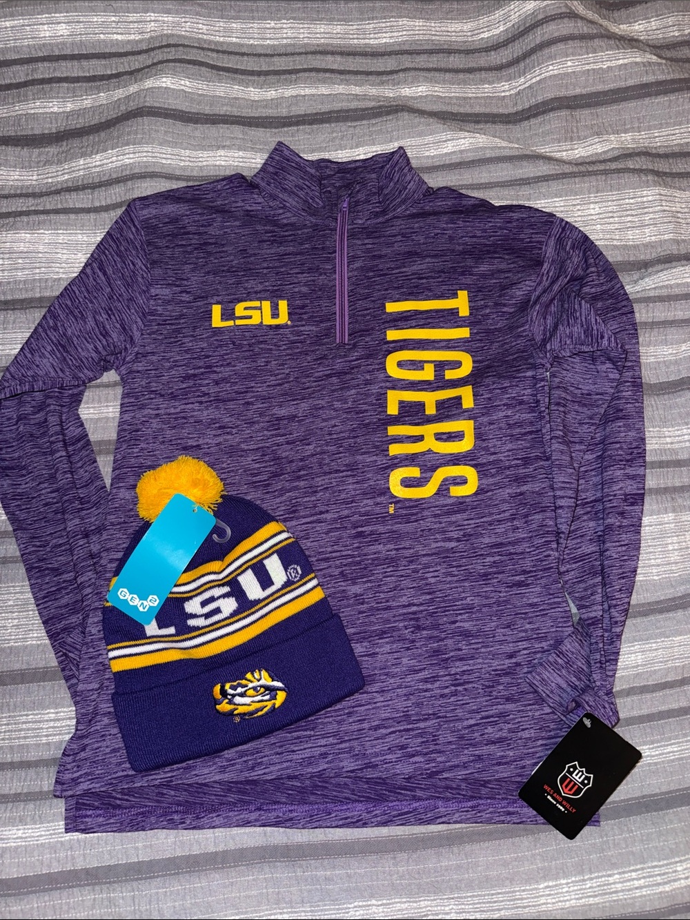 Purple LSU Tigers Quarter-Zip Pullover NWT Youth